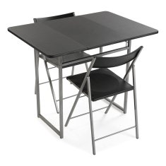 Versa Garnitura mize z 2 stoloma Zložljiva črna (70 x 80 x 100 cm)
