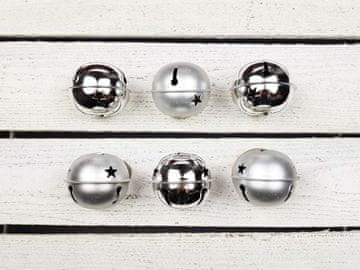 LAALU.cz Komplet 6 okraskov: srebrni zvončki 6 cm