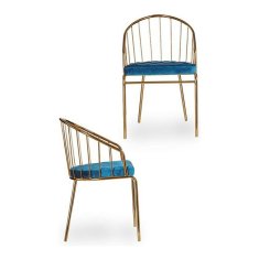 Gift Decor Stol Golden Blue Bars 51 x 81 x 52 cm