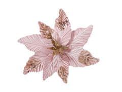 LAALU.cz Cvet s sponko šampanjsko rožnate barve in bleščicami 30 cm