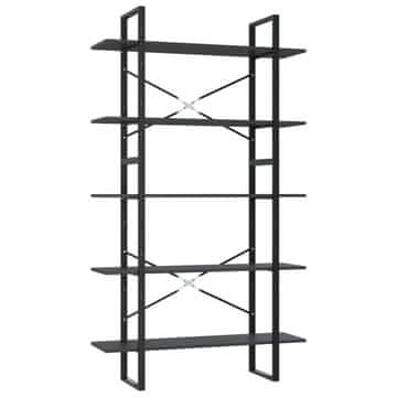 Vidaxl Knjižna omara 5-nadstropna siva 100x30x175 cm inženirski les