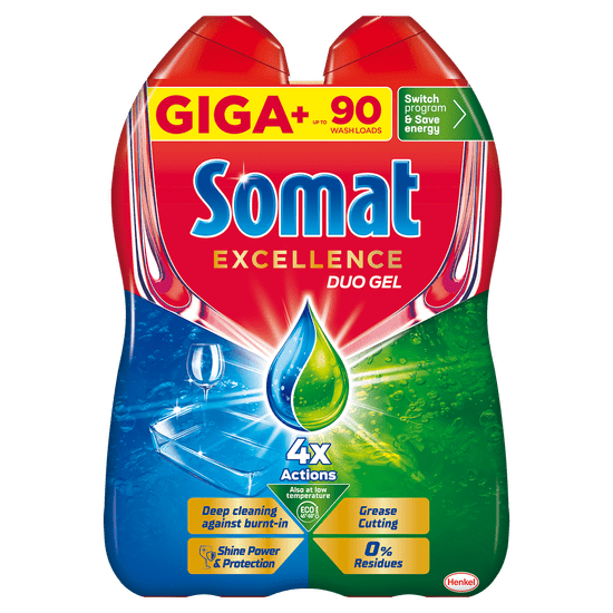 Somat Excellence Duo Grease gel za pomivalni stroj, 90 pranj