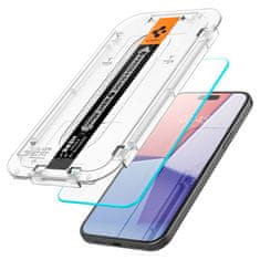 Spigen GLAS.tR EZ Fit prozorno 2.5D - iPhone 15 Plus z enostavnim aplikatorjem 2x zaščitno steklo, zaščita senzorja prosojnosti