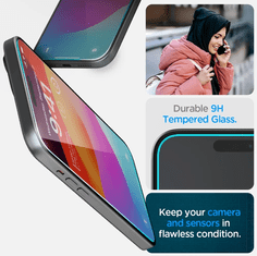 Spigen GLAS.tR EZ Fit Sensor Protected zaščitno steklo 2.5D za telefon iPhone 15 (2 pack) z aplikatorjem