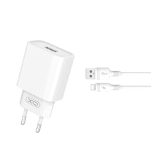 XO Polnilec za telefon CE02D QC 18W 1xUSB bel + USB-C kabel