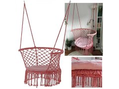 sarcia.eu Viseči stolček roza barve z blazino RIVO 120x60/80 cm 