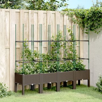 Vidaxl vidaXL Vrtni sadilnik z rešetko, rjav, 160x40x142,5 cm, PP