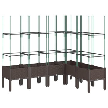 Vidaxl Cvetlično korito z oporno mrežo rjavo 160x120x142,5 cm PP