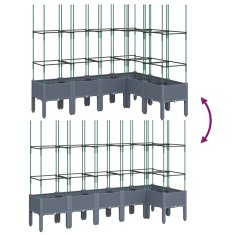 Vidaxl Cvetlično korito z oporno mrežo modro sivo 160x120x142,5 cm PP