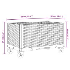 Vidaxl Cvetlično korito s kolesi modro sivo 80x50x54 cm PP