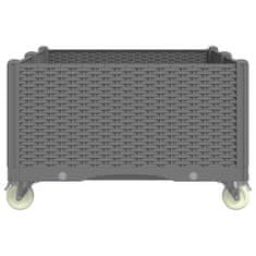 Vidaxl Cvetlično korito s kolesi svetlo sivo 100x80x54cm PP