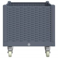 Vidaxl Cvetlično korito s kolesi modro sivo 80x50x54 cm PP