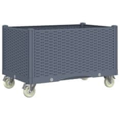 Vidaxl Cvetlično korito s kolesi modro sivo 80x50x54 cm PP