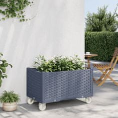 Vidaxl Cvetlično korito s kolesi modro sivo 80x50x54 cm PP