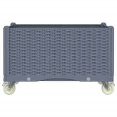 Vidaxl Cvetlično korito s kolesi modro sivo 80x50x54 cm PP
