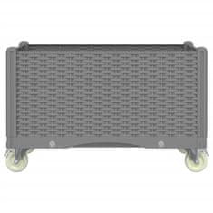Vidaxl Cvetlično korito s kolesi svetlo sivo 80x50x54 cm PP