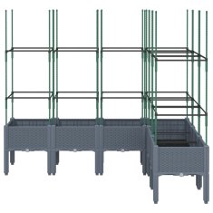 Vidaxl Cvetlično korito z oporno mrežo modro sivo 160x120x142,5 cm PP
