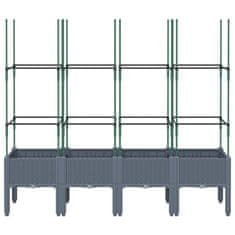 Vidaxl Cvetlično korito z oporno mrežo modro sivo 160x40x142,5 cm PP