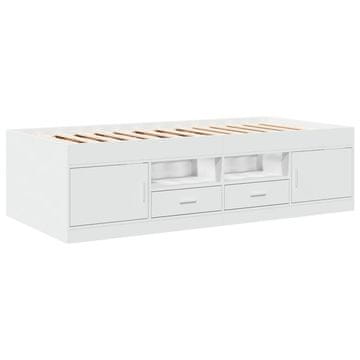 Vidaxl Dnevna postelja s predali brez vzmetnice bela 75x190 cm