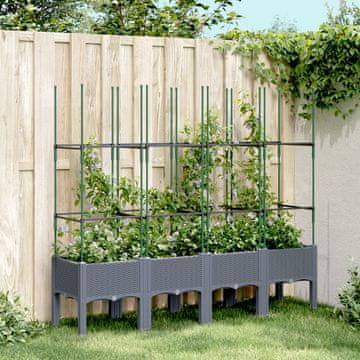 Vidaxl vidaXL Vrtno korito z rešetko, sivo, 160x40x142,5 cm, PP