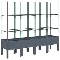 Vidaxl Cvetlično korito z oporno mrežo modro sivo 160x40x142,5 cm PP