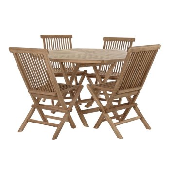 DKD Home Decor Garnitura mize s 4 stoli DKD Home Decor Teak (120 cm) (5 kosov) (120 x 120 x 75 cm)