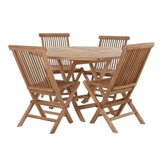 DKD Home Decor Garnitura mize s 4 stoli DKD Home Decor Teak (120 cm) (5 kosov) (120 x 120 x 75 cm)