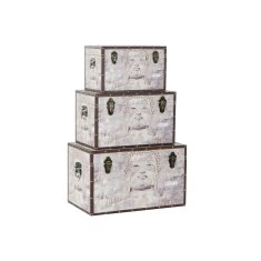 DKD Home Decor Prtljažnik DKD Home Decor platno MDF les (59,5 x 35,5 x 35,5 cm) (3 kosi)