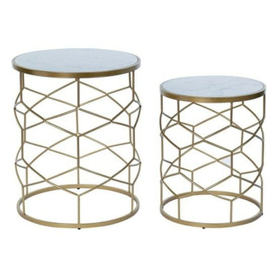 DKD Home Decor Stranska mizica DKD Home Decor Golden Metal White Marble 46 x 46 x 57 cm
