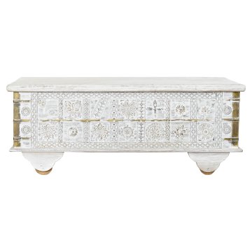 DKD Home Decor Stranska mizica DKD Home Decor MB-182010 White Golden Metal Mango wood 115 x 60 x 45 cm