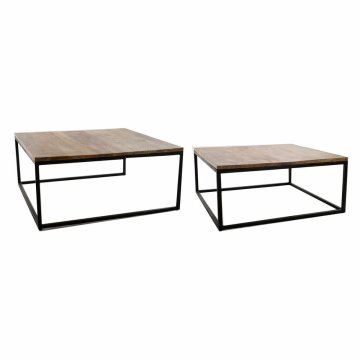 DKD Home Decor Komplet 2 miz DKD Home Decor Brown Black 90 x 90 x 40 cm