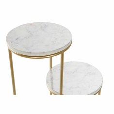 DKD Home Decor Stranska mizica DKD Home Decor Golden Metal MDF White (42 x 42 x 99 cm)
