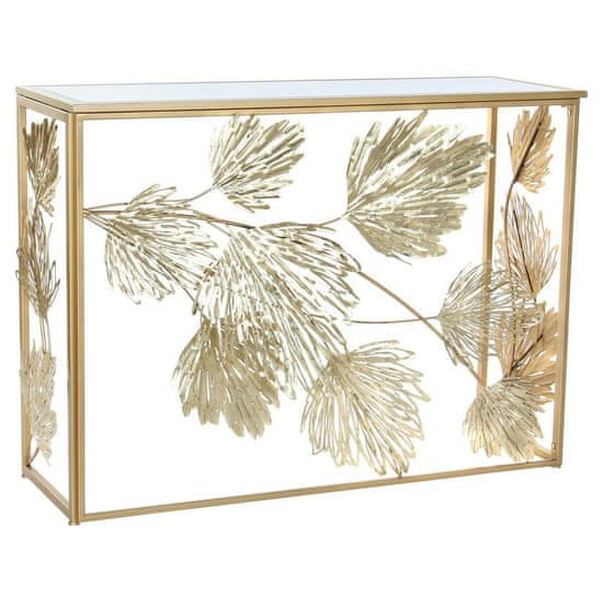 DKD Home Decor Konzola DKD Home Decor Zlati kovinski ogledalo Tropski list rastline (108 x 37 x 79,5 cm)