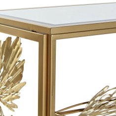 DKD Home Decor Konzola DKD Home Decor Zlati kovinski ogledalo Tropski list rastline (108 x 37 x 79,5 cm)