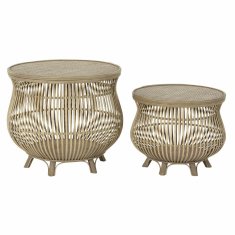 DKD Home Decor Stranska mizica DKD Home Decor Rattan (2 kosa) (50 x 50 x 44 cm) (41 x 41 x 34 cm)