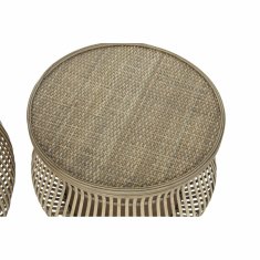 DKD Home Decor Stranska mizica DKD Home Decor Rattan (2 kosa) (50 x 50 x 44 cm) (41 x 41 x 34 cm)
