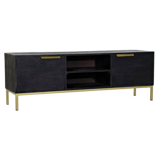 DKD Home Decor TV pohištvo DKD Home Decor Črna kovina Zlati mangov les (147 x 40 x 51 cm)