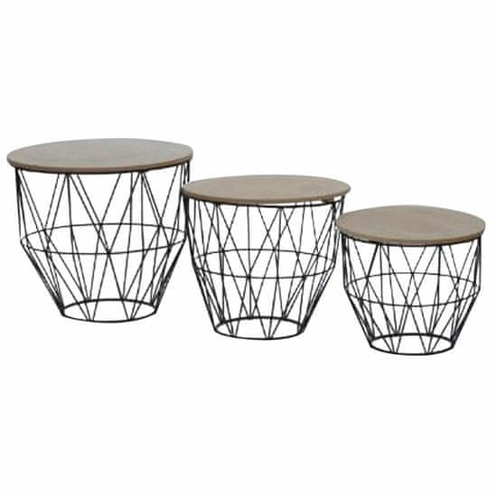 DKD Home Decor Stranska mizica DKD Home Decor Kovina MDF Les (3 kosi) (40 x 40 x 36 cm)