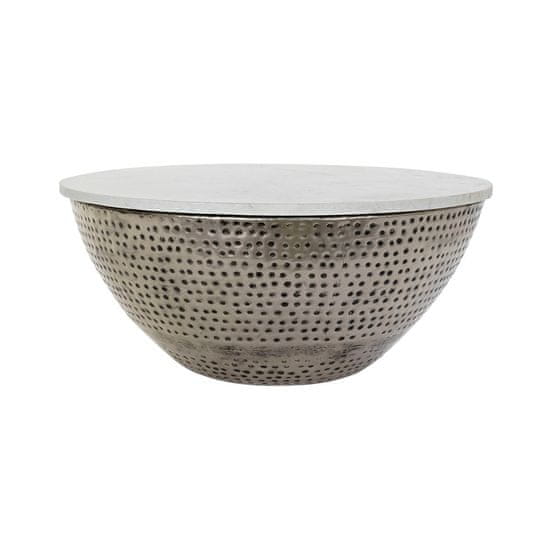 DKD Home Decor Stranska mizica DKD Home Decor 72 x 72 x 33 cm Srebrno jeklo Beli marmor