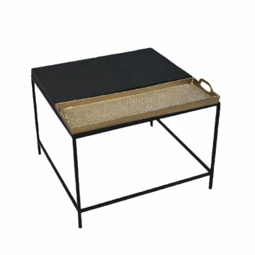 DKD Home Decor Stranska mizica DKD Home Decor 61 x 61 x 49 cm črna zlata jeklo aluminij