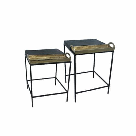 DKD Home Decor Stranska mizica DKD Home Decor Black Golden Steel Aluminium (43 x 42 x 58,5 cm)