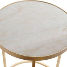 DKD Home Decor Komplet 2 miz DKD Home Decor Golden Metal Wood White (2 kosa) (30 x 30 x 41 cm) (35 x 35 x 44 cm)
