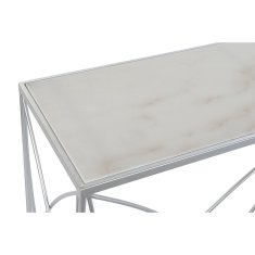 DKD Home Decor Konzola DKD Home Decor Bela srebrna kovina Marmor 100 x 33 x 78 cm