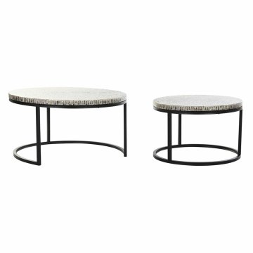 DKD Home Decor Komplet 2 majhnih mizic DKD Home Decor Beige Grey 80 x 80 x 44 cm