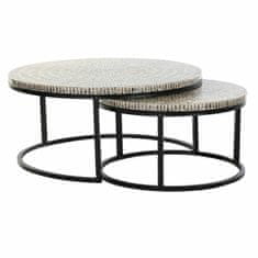 DKD Home Decor Komplet 2 majhnih mizic DKD Home Decor Beige Grey 80 x 80 x 44 cm