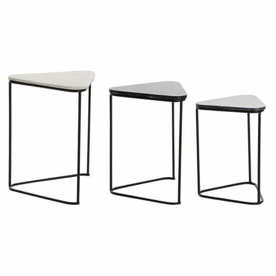 DKD Home Decor Komplet 3 majhnih mizic DKD Home Decor Črna kovina Bela Zelena Marmor Moderno (46 x 42,5 x 58 cm) (3 enote)