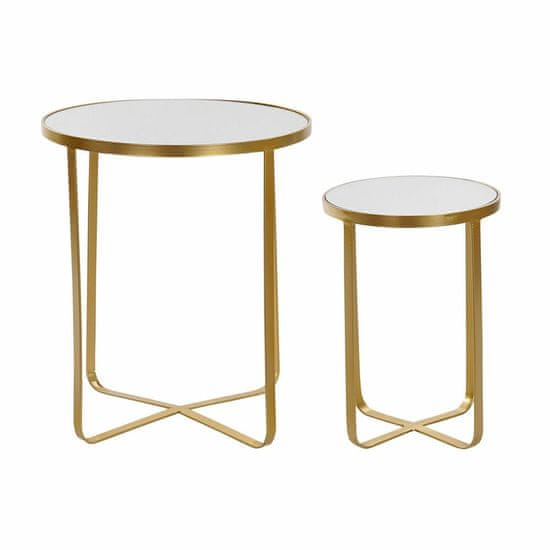 DKD Home Decor Komplet 2 majhnih mizic DKD Home Decor Mirror Golden Metal (44 x 44 x 52 cm) (2 kosa)