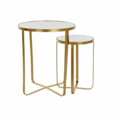 DKD Home Decor Komplet 2 majhnih mizic DKD Home Decor Mirror Golden Metal (44 x 44 x 52 cm) (2 kosa)