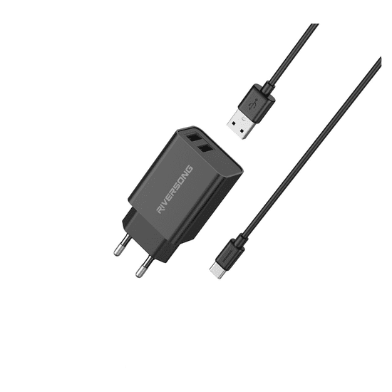 Riversong Polnilec za telefon SafeKub D2 2xUSB 12W + USB-C kabel