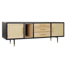 DKD Home Decor TV pohištvo DKD Home Decor Črni ratan borovničevec (160 x 55 x 44 cm)